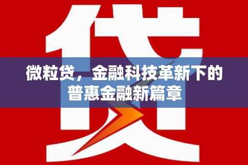 峨眉山微粒贷，金融科技革新下的普惠金融新篇章